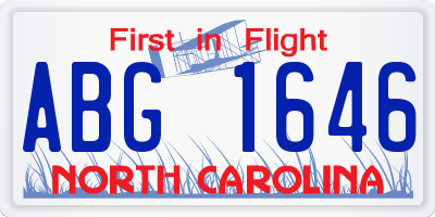 NC license plate ABG1646