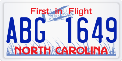 NC license plate ABG1649