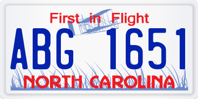 NC license plate ABG1651