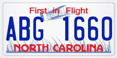 NC license plate ABG1660