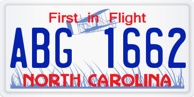 NC license plate ABG1662