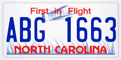 NC license plate ABG1663