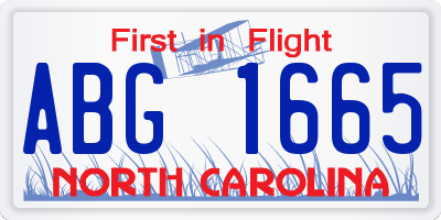 NC license plate ABG1665