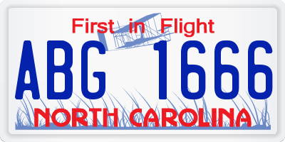 NC license plate ABG1666
