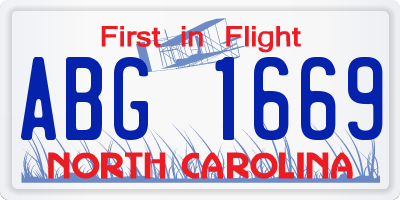 NC license plate ABG1669