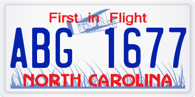 NC license plate ABG1677