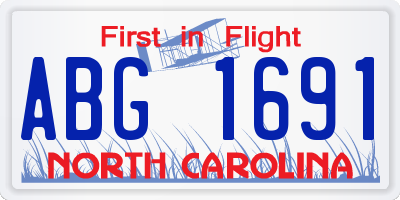 NC license plate ABG1691