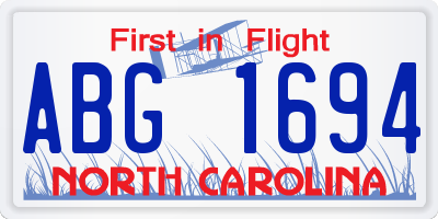 NC license plate ABG1694