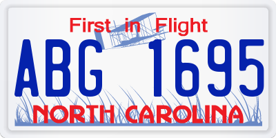 NC license plate ABG1695