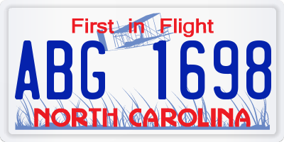 NC license plate ABG1698