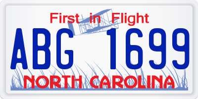 NC license plate ABG1699