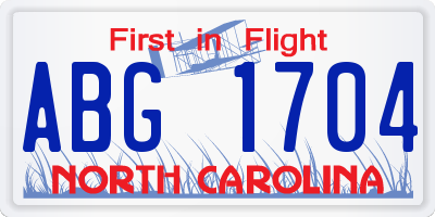 NC license plate ABG1704