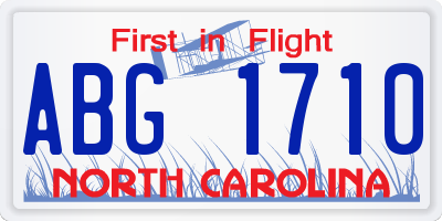 NC license plate ABG1710