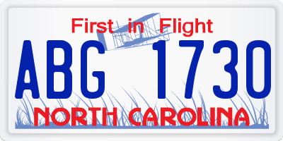 NC license plate ABG1730