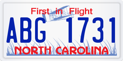 NC license plate ABG1731