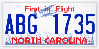 NC license plate ABG1735