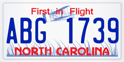 NC license plate ABG1739