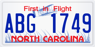 NC license plate ABG1749