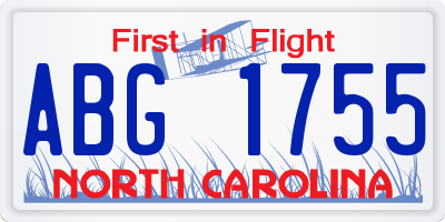 NC license plate ABG1755