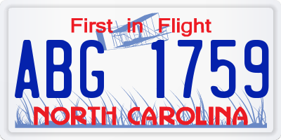 NC license plate ABG1759