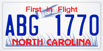NC license plate ABG1770