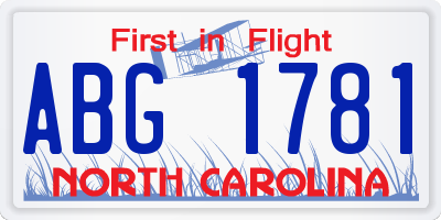 NC license plate ABG1781