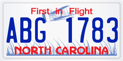 NC license plate ABG1783