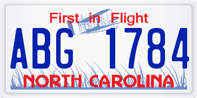 NC license plate ABG1784