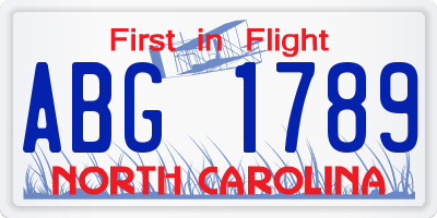 NC license plate ABG1789