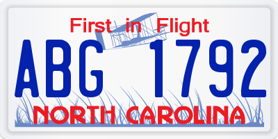 NC license plate ABG1792