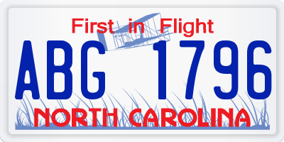 NC license plate ABG1796