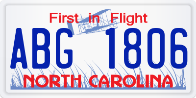 NC license plate ABG1806