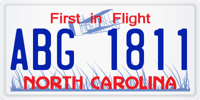 NC license plate ABG1811