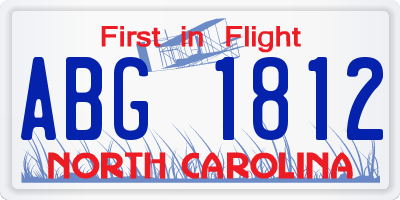 NC license plate ABG1812