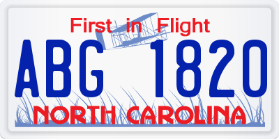 NC license plate ABG1820