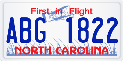 NC license plate ABG1822