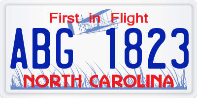 NC license plate ABG1823