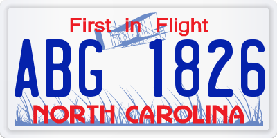 NC license plate ABG1826