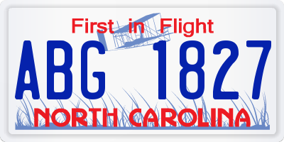 NC license plate ABG1827