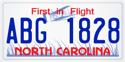 NC license plate ABG1828