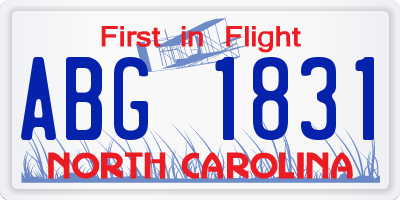 NC license plate ABG1831