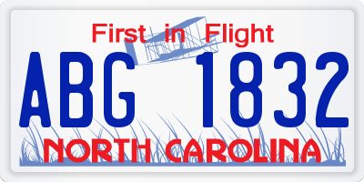 NC license plate ABG1832
