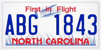 NC license plate ABG1843
