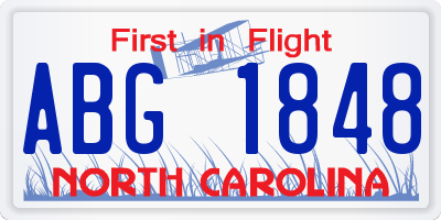 NC license plate ABG1848