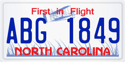 NC license plate ABG1849