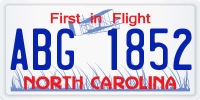 NC license plate ABG1852