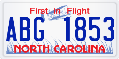 NC license plate ABG1853