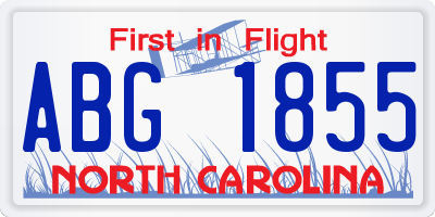 NC license plate ABG1855