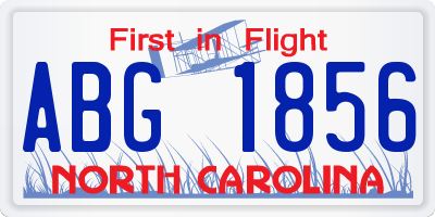 NC license plate ABG1856