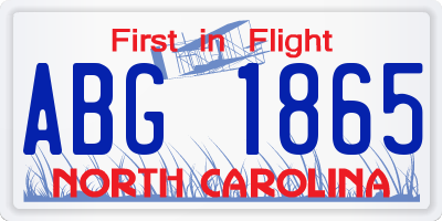 NC license plate ABG1865